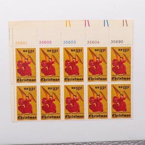 1974 -US#1550 -10c Traditional Christmas: Angel Altarpiece - Block of 10